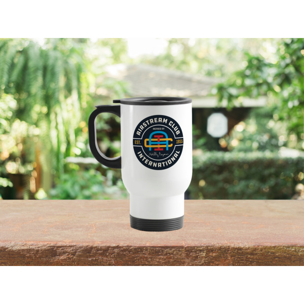 Custom Design - Stainless Steel Travel Mug with Handle Lifestyle White
