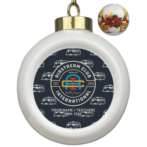 Custom Design Your Own Ceramic Ball Ornaments - Poinsettia Garland