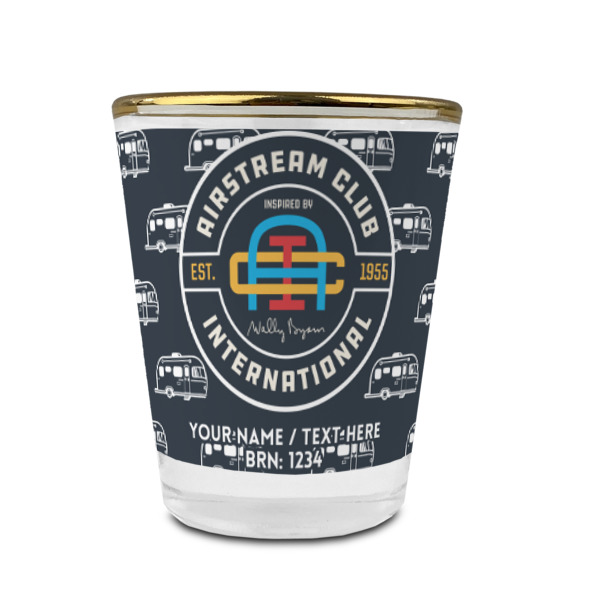Custom Design - Glass Shot Glass - Gold Rim - Front