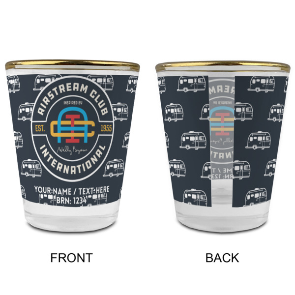 Custom Design - Glass Shot Glass - Gold Rim - Front & Back