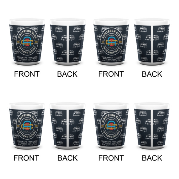 Custom Design - Ceramic Shot Glass - White - Set of 4 - Front & Back