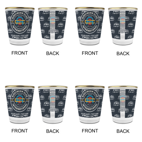 Custom Design - Glass Shot Glass - Gold Rim - Set of 4 - Front & Back