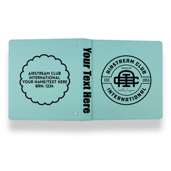 Custom Design - Leather Binder - 1" - Teal - Back Spine Front View