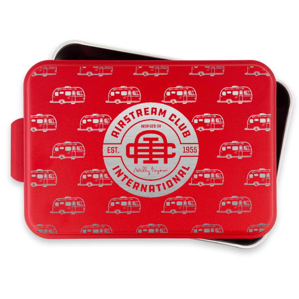 Custom Design - Aluminum Baking Pan - Red Lid - FRONT w/lif off