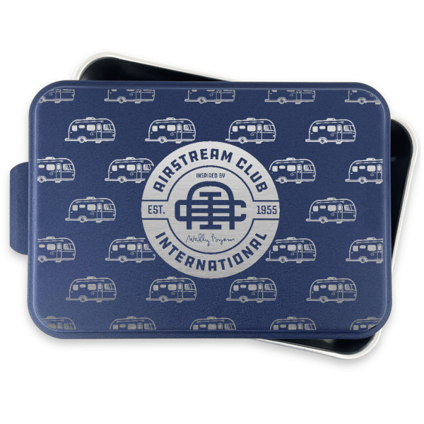 Custom Design - Aluminum Baking Pan - Navy Lid - FRONT w/lid off
