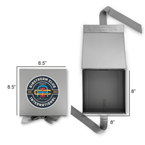 Custom Design - Gift Boxes with Magnetic Lid - Silver - Open & Closed