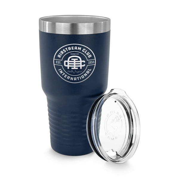 Custom Design - 30 oz Stainless Steel Ringneck Tumblers - Navy - LID OFF