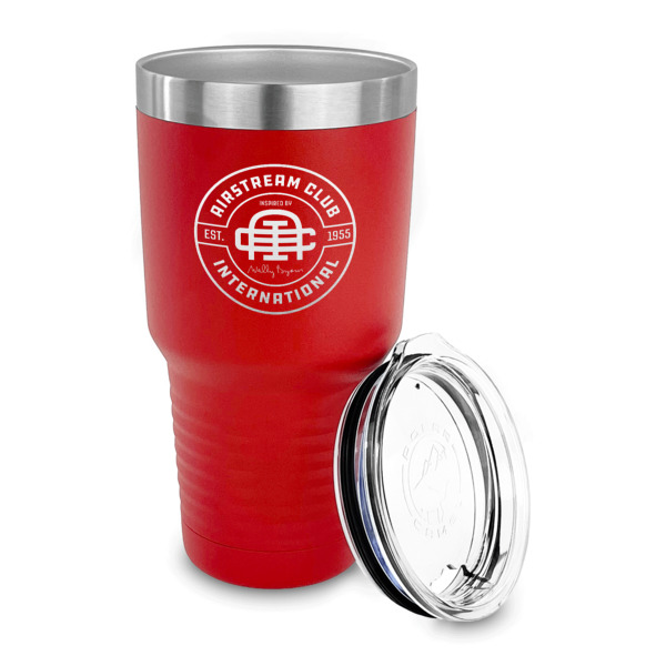 Custom Design - 30 oz Stainless Steel Ringneck Tumblers - Red - LID OFF