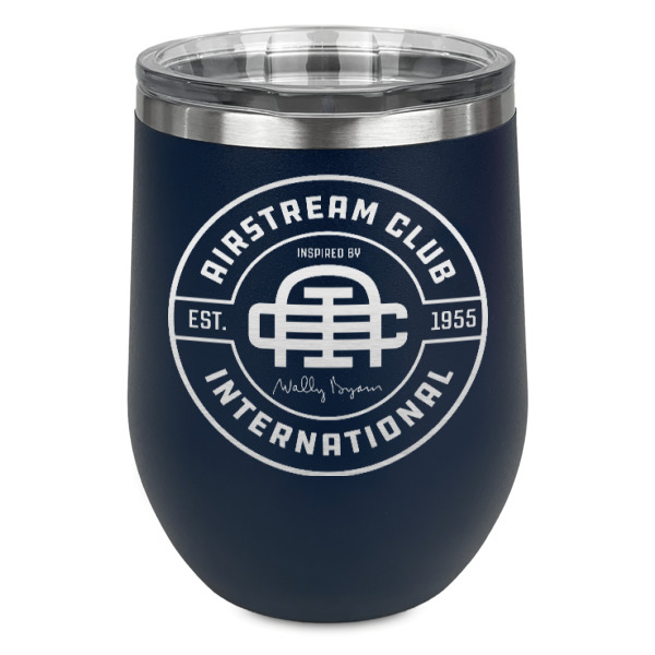 Custom Design Your Own Stemless Stainless Steel Wine Tumbler - Navy - Double-Sided
