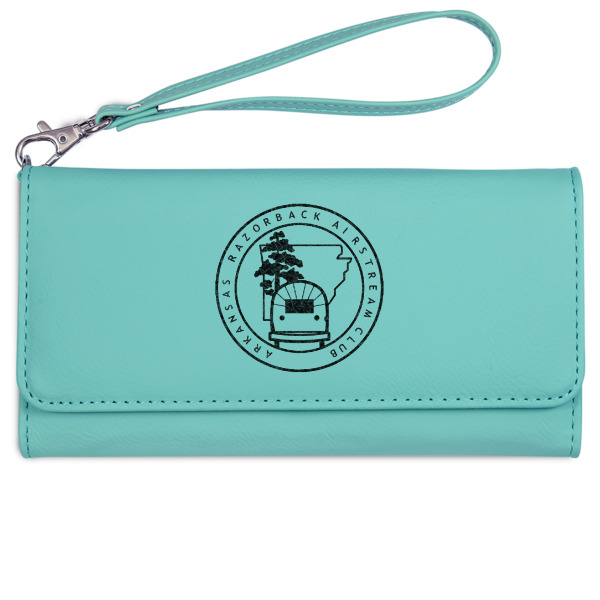 Custom Design - Ladies Wallet - Leather - Teal - Front View
