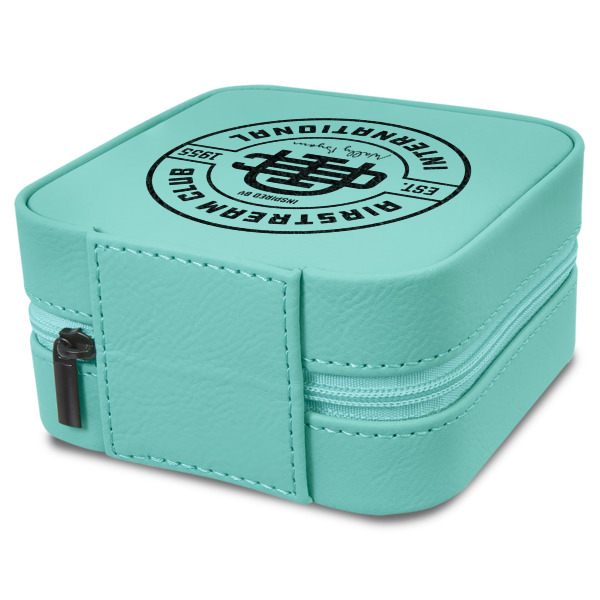 Custom Design - Travel Jewelry Boxes - Leather - Teal - View from Rear