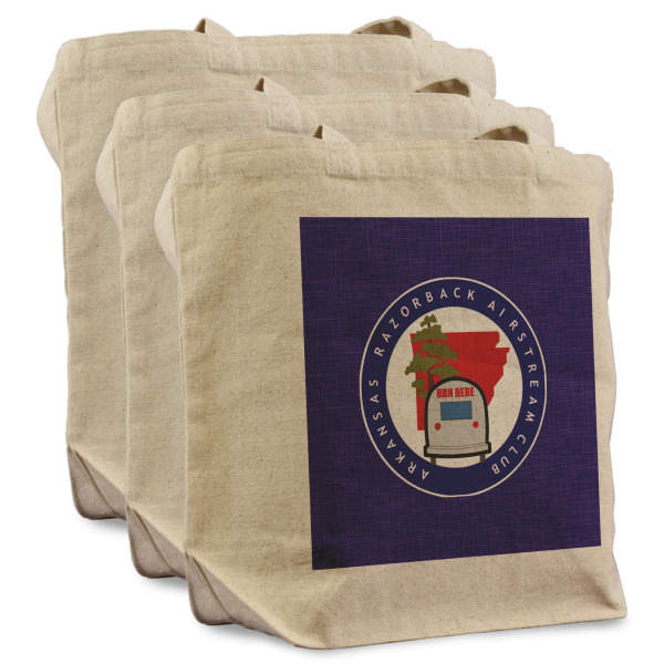Custom Design - 3 Reusable Cotton Grocery Bags - Front View