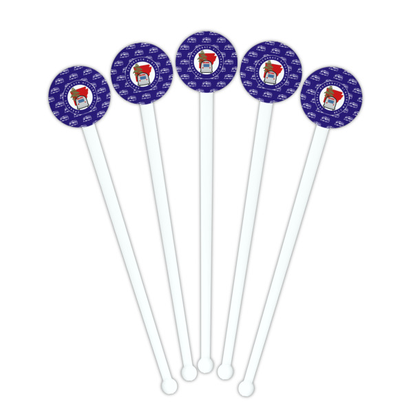 Custom Design - White Plastic 7" Stir Stick - Round - Fan View