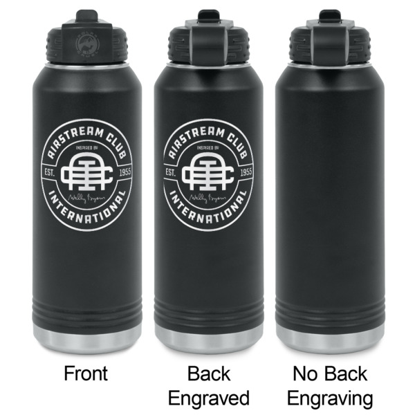 Custom Design - Laser Engraved Water Bottles - 2 Styles - Front & Back View