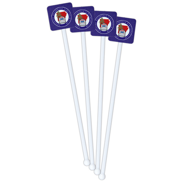 Custom Design - White Plastic Stir Stick - Single Sided - Square - Fan