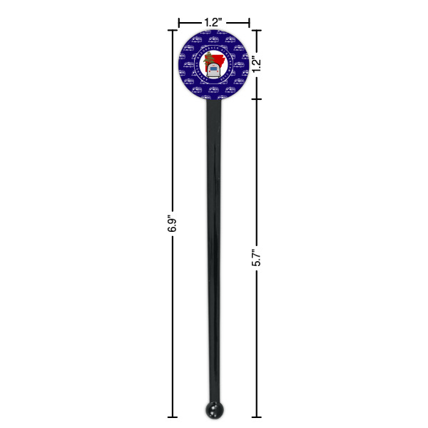 Custom Design - Black Plastic 7" Stir Stick - Round - Dimensions