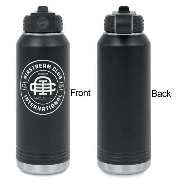 Custom Design - Laser Engraved Water Bottles - Front Engraving - Front & Back View
