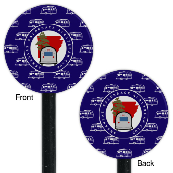 Custom Design - Black Plastic 5.5" Stir Stick - Double Sided - Round - Front & Back