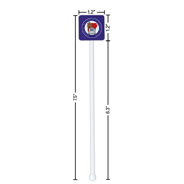 Custom Design - White Plastic Stir Stick - Square - Dimensions