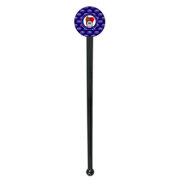 Custom Design - Black Plastic 7" Stir Stick - Round - Single Stick