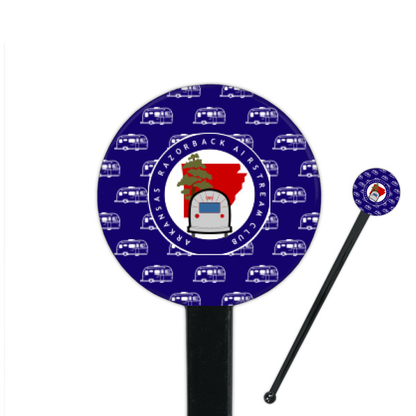Custom Design Your Own 7" Round Plastic Stir Sticks - Black - Single-Sided