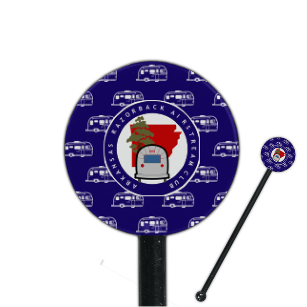 Custom Design Your Own 5.5" Round Plastic Stir Sticks - Black - Single-Sided