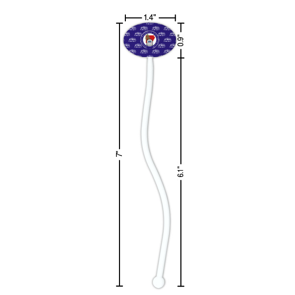 Custom Design - White Plastic 7" Stir Stick - Oval - Dimensions