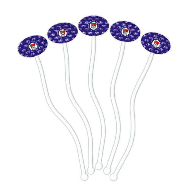 Custom Design - White Plastic 7" Stir Stick - Oval - Fan