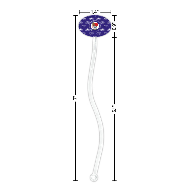 Custom Design - Clear Plastic 7" Stir Stick - Oval - Dimensions
