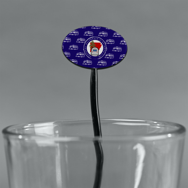 Custom Design - Black Plastic 7" Stir Stick - Oval - Main