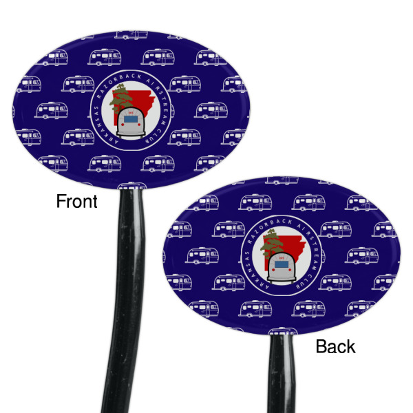 Custom Design - Black Plastic 7" Stir Stick - Double Sided - Oval - Front & Back