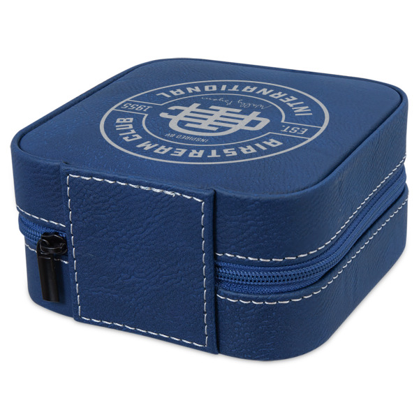 Custom Design - Travel Jewelry Boxes - Leather - Navy Blue - View from Rear