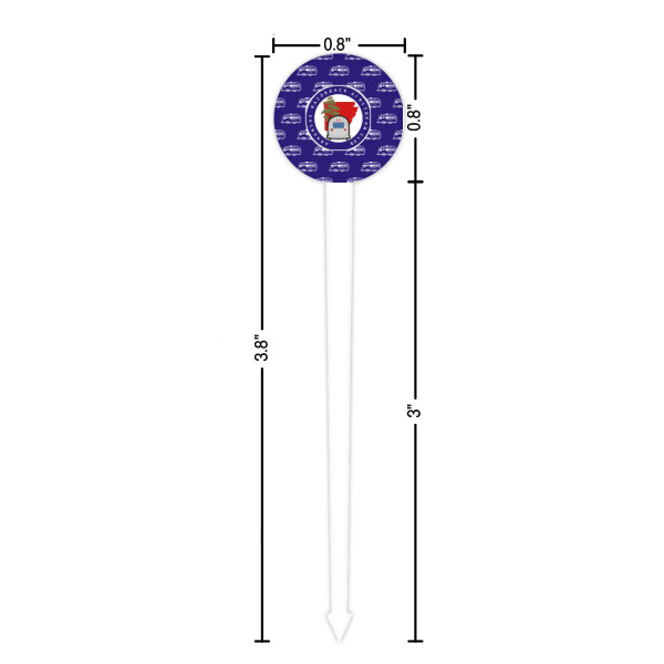 Custom Design - White Plastic 4" Food Pick - Round - Dimensions