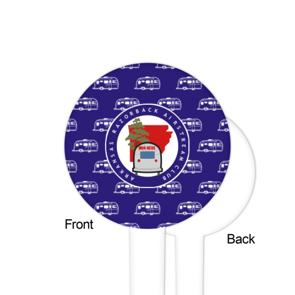 Custom Design - White Plastic 4" Food Pick - Round - Single Sided - Front & Back