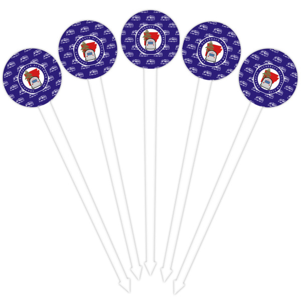 Custom Design - White Plastic 4" Food Pick - Round - Fan View