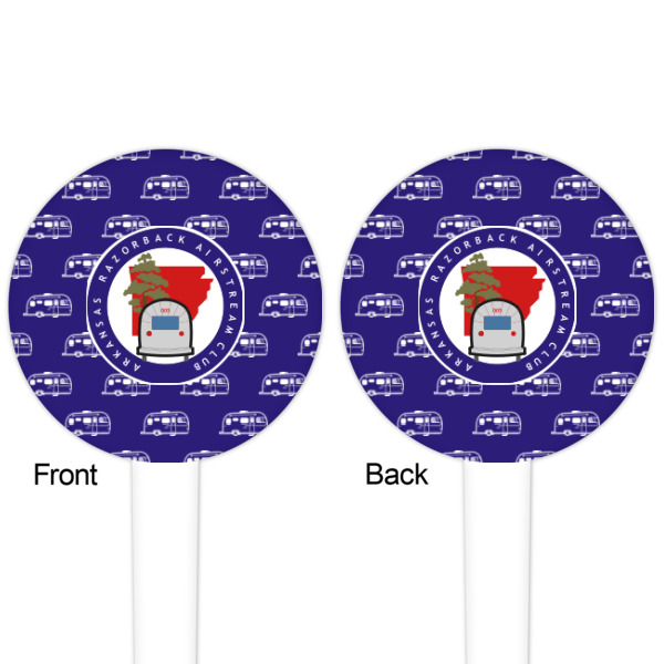 Custom Design - White Plastic 4" Food Pick - Round - Double Sided - Front & Back