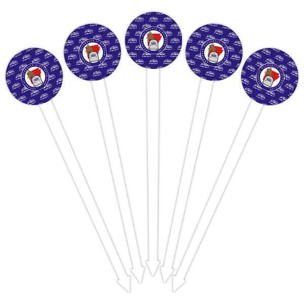 Custom Design - White Plastic 6" Food Pick - Round - Fan View