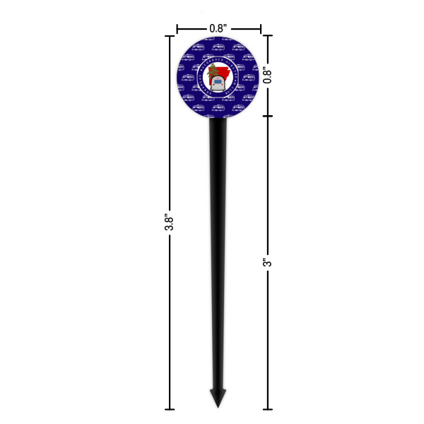 Custom Design - Black Plastic 4" Food Pick - Round - Dimensions