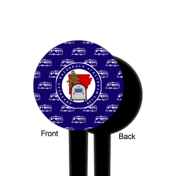 Custom Design - Black Plastic 4" Food Pick - Round - Single Sided - Front & Back