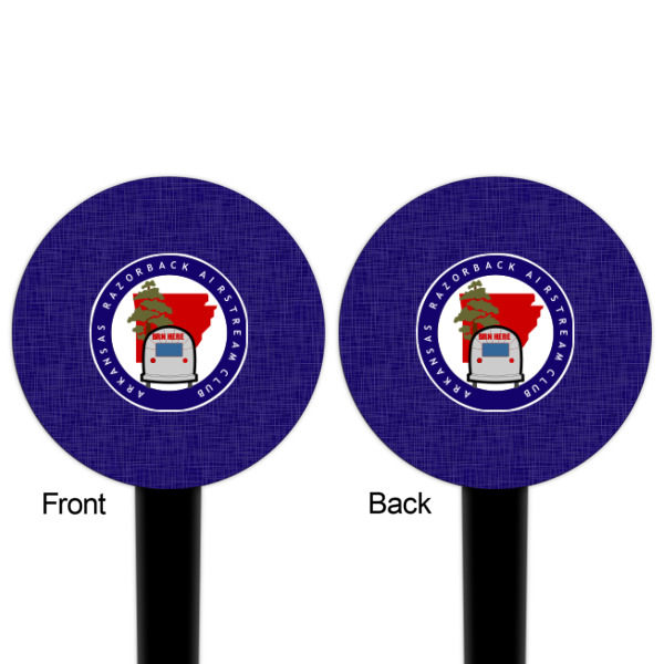 Custom Design - Black Plastic 4" Food Pick - Round - Double Sided - Front & Back