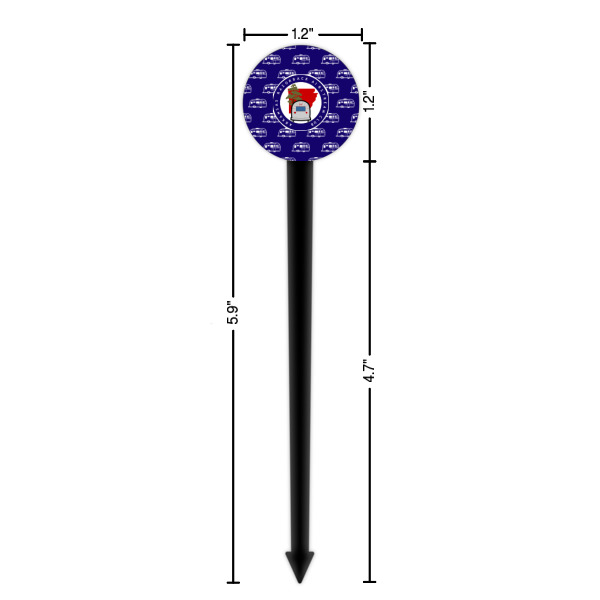 Custom Design - Black Plastic 6" Food Pick - Round - Dimensions