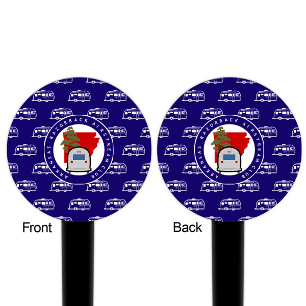 Custom Design - Black Plastic 6" Food Pick - Round - Double Sided - Front & Back