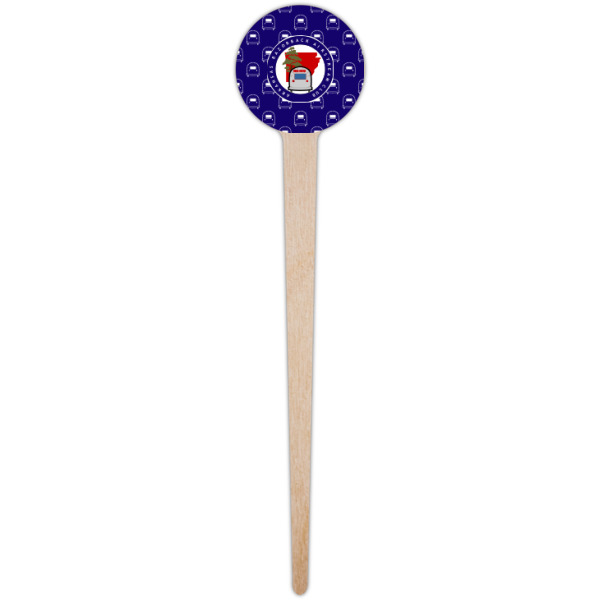 Custom Design - Wooden 4" Food Pick - Round - Single Pick