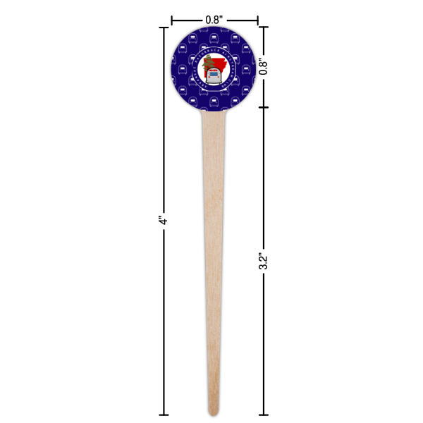 Custom Design - Wooden 4" Food Pick - Round - Dimensions