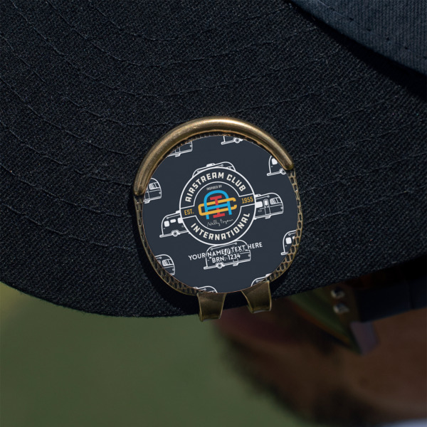 Custom Design - Golf Ball Marker Hat Clip - Gold - On Hat
