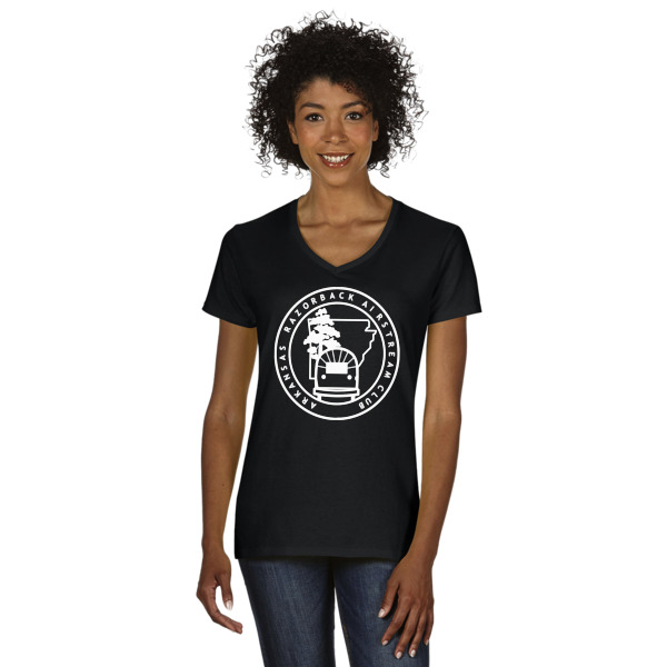 Custom Design Your Own Women's V-Neck T-Shirt - Black