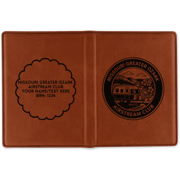 Custom Design - Cognac Leather Passport Holder Outside Double Sided - Apvl