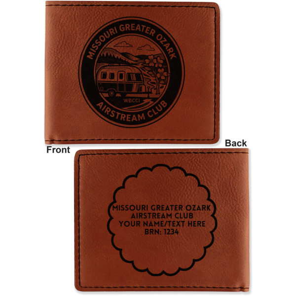 Custom Design - Cognac Leatherette Bifold Wallets - Front and Back