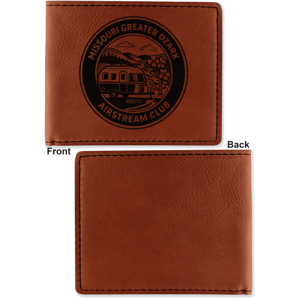 Custom Design - Cognac Leatherette Bifold Wallets - Front and Back Single Sided - Apvl
