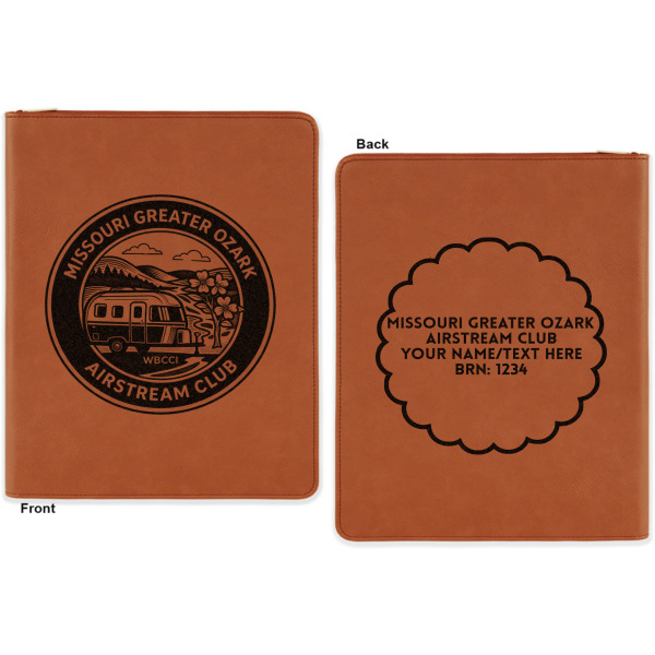 Custom Design - Cognac Leatherette Zipper Portfolios with Notepad - Double Sided - Apvl